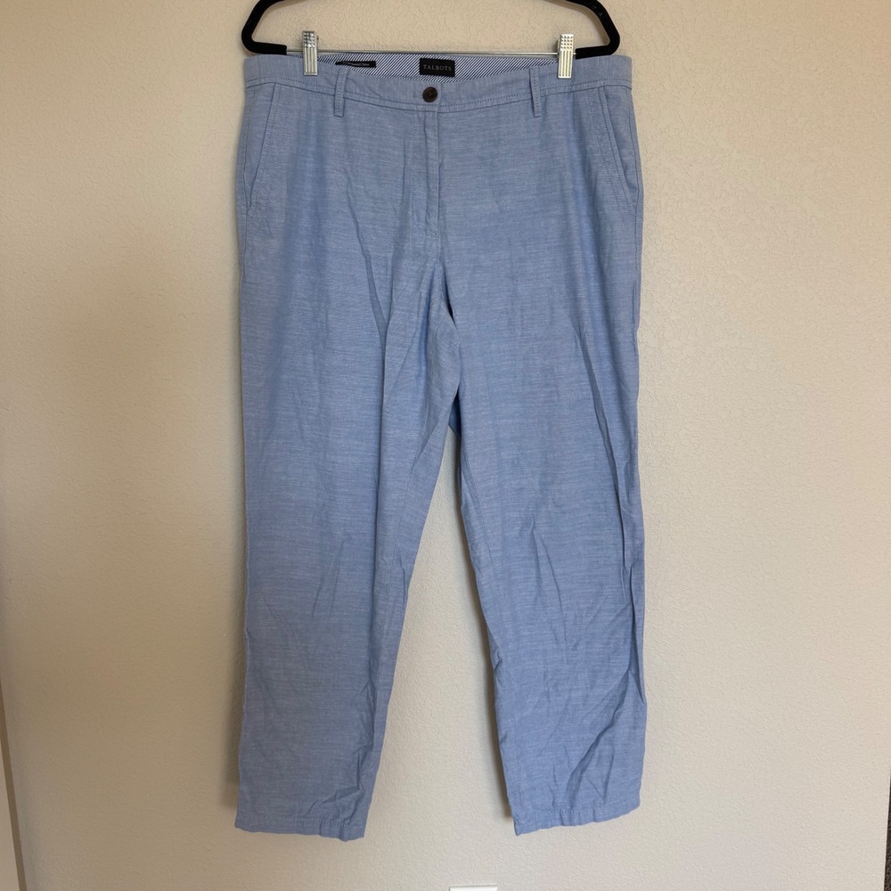 Talbots Relaxed Chino Pants Womens 14 Light Blue Straight Leg Casual Preppy